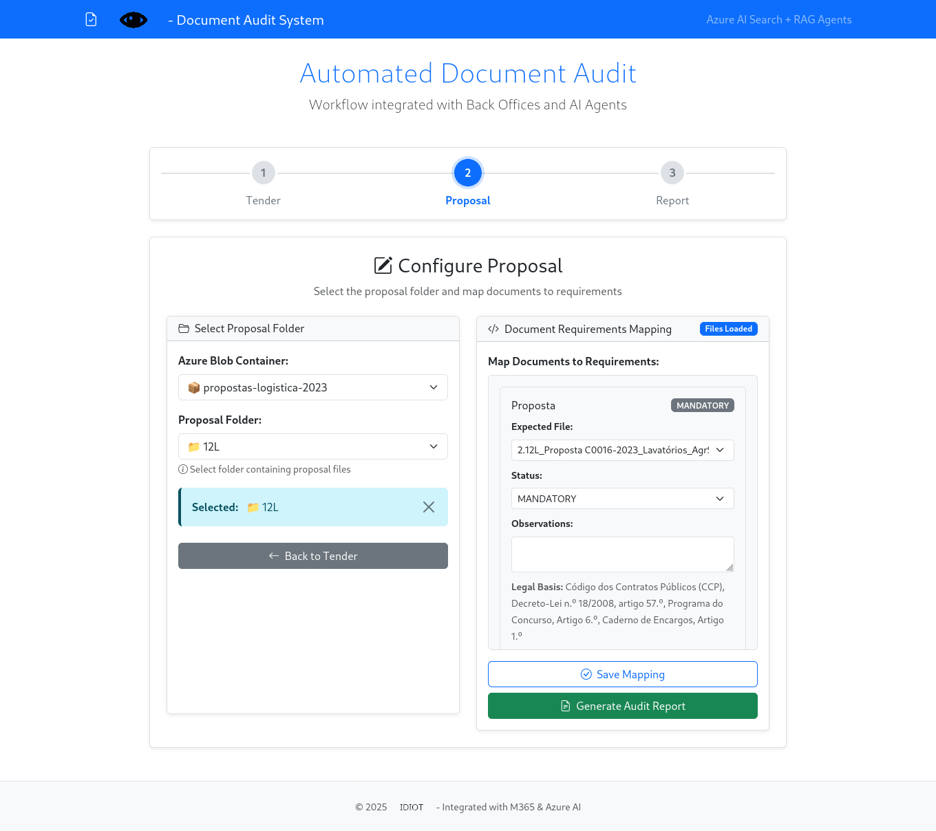 Proposal Setup Interface