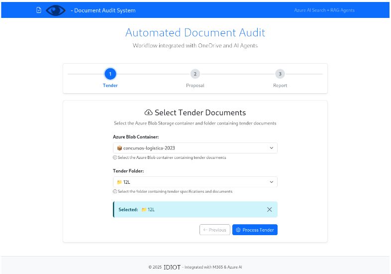 Tender Processing Interface